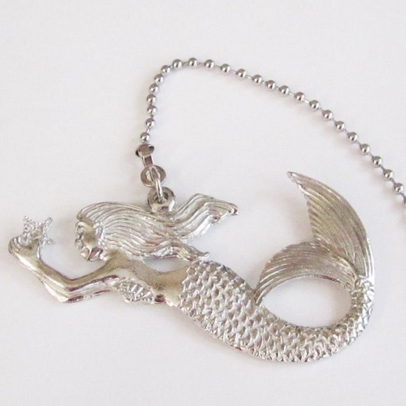 Handmade  pewter &  stainless  steel  Mermaid  ceiling  fan  pull - Picture 1 of 2
